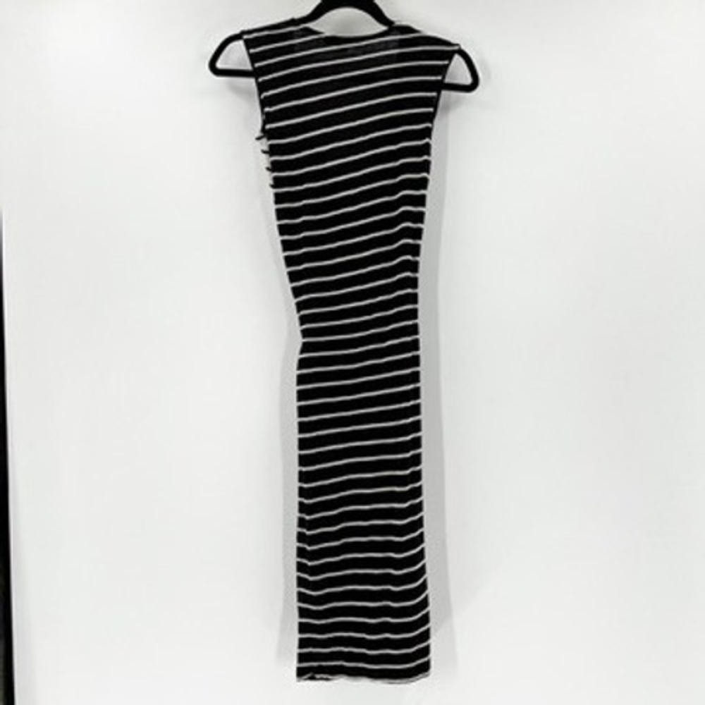 ALLSAINTS Women's Striped Sleeveless Wrap Maxi Dress‎ X-Small Black White - Picture 2 of 3
